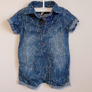 Cat & Jack baby star denim summer romper sz 6-9m